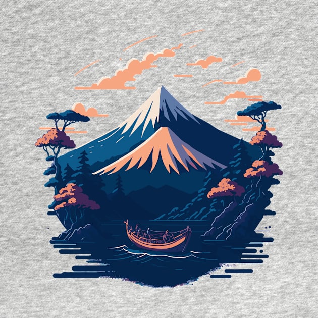 Serene Mount Fuji Sunset Peaceful River Scenery by star trek fanart and more